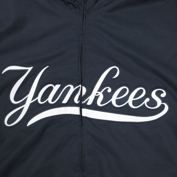 New York Yankees Jacket Mens 2XL Navy Blue Majestic Authentic Fleece Windbreaker - Picture 2 of 12
